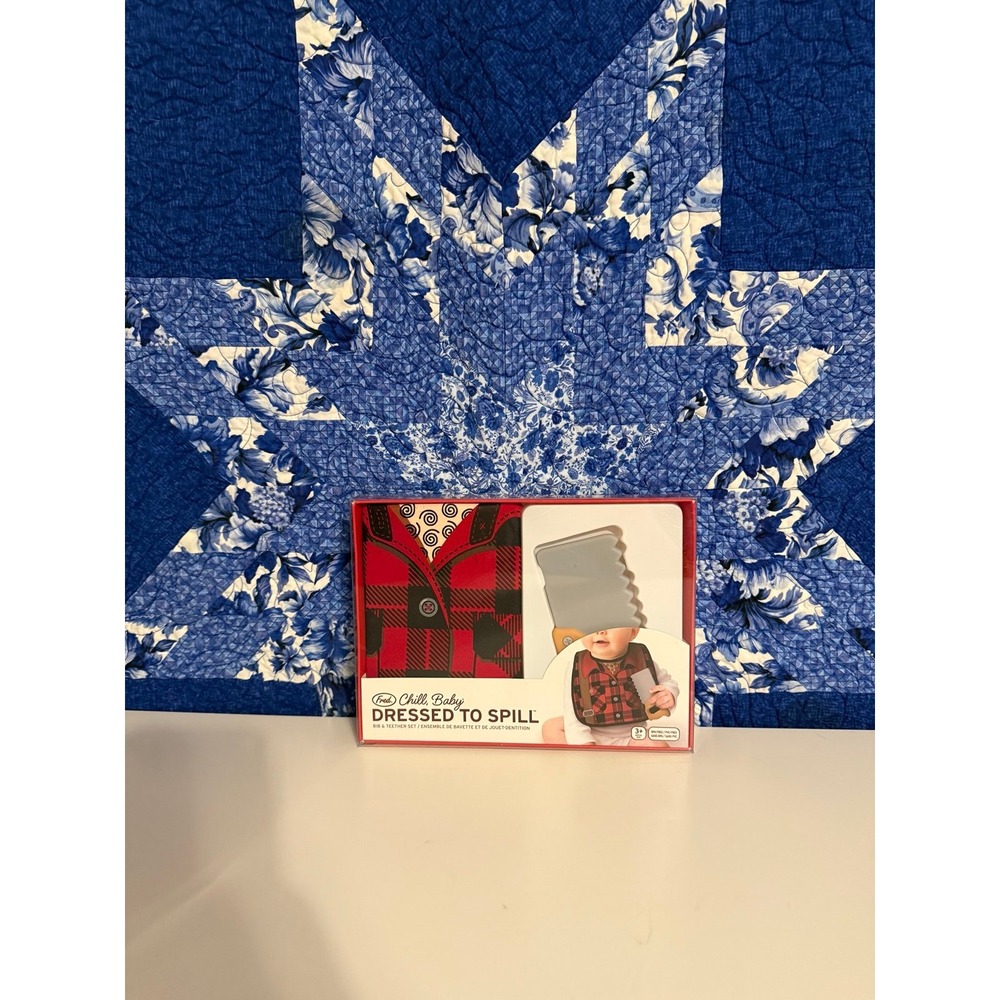 Fred Chill Baby Dressed To Spill Lumberjack Bib & Saw Teether Set Red Plaid NEW